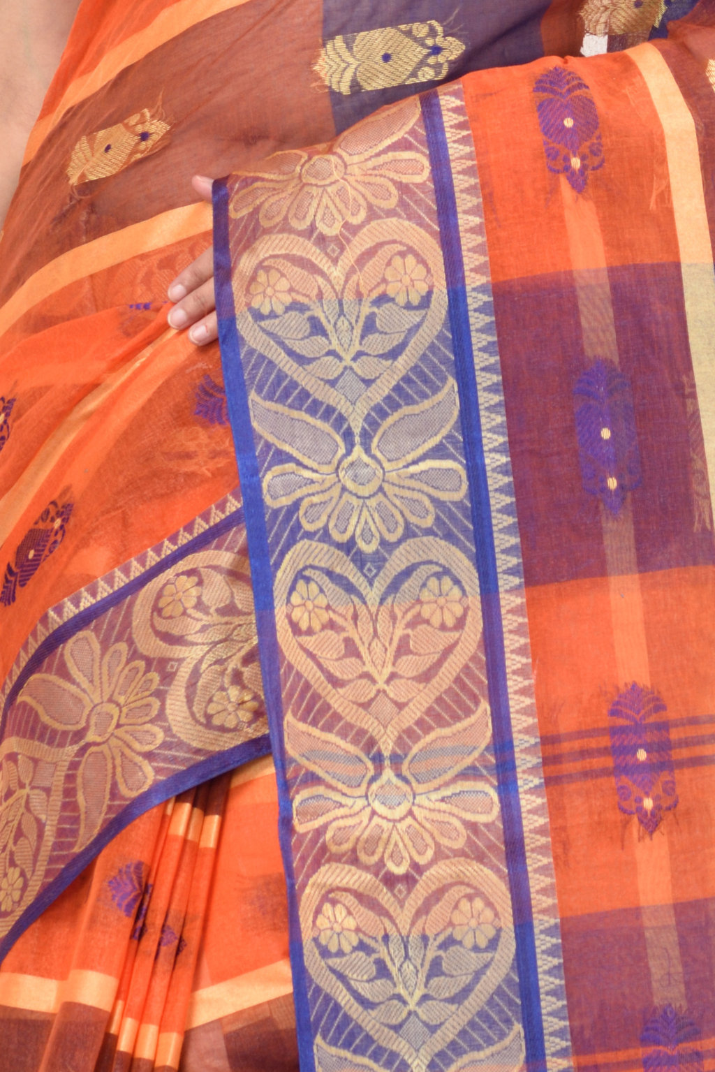 Red Pure Cotton Krishnakali_Ankit Tant Saree (768)